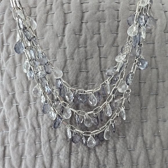 Cookie Lee Necklace Elegant Silver and Gray Multi-Layer - Picture 2 of 8